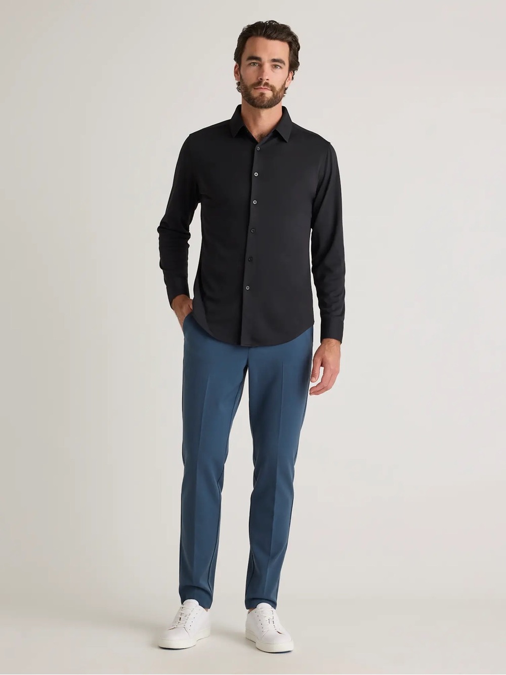 Quince Black Long-Sleeve Dress Shirt